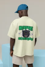 MOZIGO Oversized Introvert Energy Graphic Printed T-Shirt for Men - Image 3