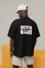 MOZIGO Oversized NEVER LOOK BACK Graphic Printed T-Shirt for Men