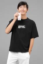 MOZIGO Oversized GRID Graphic Printed T-Shirt for Men