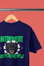 MOZIGO Oversized Introvert Energy Graphic Printed T-Shirt for Men - Image 2