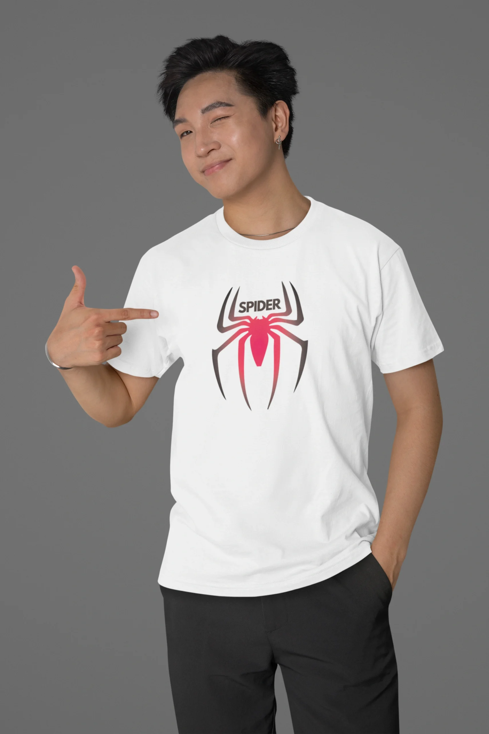 1 MOZIGO Pure Cotton Classic Fit Half Spider Graphic Printed T-Shirt for Men - Image 1