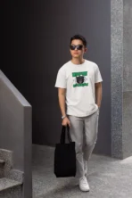 MOZIGO Pure Cotton Classic Fit Half Introvert Energy Graphic Printed T-Shirt for Men - Image 2