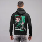MOZIGO Men’s DEMON SLAYER-07 Graphic Printed Draw Hood, Kangaroo Pocket, Ribbed Hem Regular Fit (Black) - Image 2