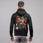 MOZIGO Men’s DEMON SLAYER-19 Graphic Printed Draw Hood, Kangaroo Pocket, Ribbed Hem Regular Fit (Black) - Image 4