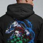 MOZIGO Men's DEMON SLAYER 20 Graphic Printed Draw Hood, Kangaroo Pocket, Ribbed Hem Regular Fit (Black) - Image 2