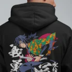 MOZIGO Men's DEMON SLAYER 21 Graphic Printed Draw Hood, Kangaroo Pocket, Ribbed Hem Regular Fit (Black) - Image 3