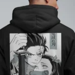 MOZIGO Men’s DEMON SLAYER-14 Graphic Printed Draw Hood, Kangaroo Pocket, Ribbed Hem Regular Fit (Black) - Image 2