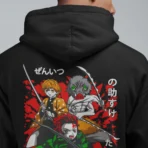 MOZIGO Men’s DEMON SLAYER-19 Graphic Printed Draw Hood, Kangaroo Pocket, Ribbed Hem Regular Fit (Black) - Image 2