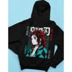 MOZIGO Men’s DEMON SLAYER-01 Graphic Printed Draw Hood, Kangaroo Pocket, Ribbed Hem Regular Fit (Black)