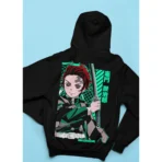 MOZIGO Men’s DEMON SLAYER-07 Graphic Printed Draw Hood, Kangaroo Pocket, Ribbed Hem Regular Fit (Black)