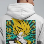 MOZIGO Men’s DRAGON BALL-20 Graphic Printed Draw Hood, Kangaroo Pocket, Ribbed Hem Regular Fit (White) - Image 2
