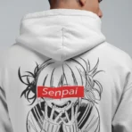 MOZIGO Men’s HENTAI-08 Graphic Printed Draw Hood, Kangaroo Pocket, Ribbed Hem Regular Fit (White) - Image 3