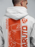 MOZIGO Men’s NARUTO-19 Graphic Printed Draw Hood, Kangaroo Pocket, Ribbed Hem Regular Fit (White) - Image 3