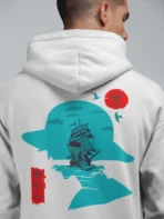 MOZIGO Men’s ONE PEICE-15 Graphic Printed Draw Hood, Kangaroo Pocket, Ribbed Hem Regular Fit (White) - Image 3