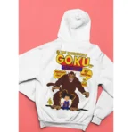 MOZIGO Men’s DRAGON BALL-29 Graphic Printed Draw Hood, Kangaroo Pocket, Ribbed Hem Regular Fit (White)