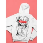 MOZIGO Men’s HENTAI-08 Graphic Printed Draw Hood, Kangaroo Pocket, Ribbed Hem Regular Fit (White)