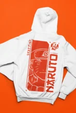 MOZIGO Men’s NARUTO-19 Graphic Printed Draw Hood, Kangaroo Pocket, Ribbed Hem Regular Fit (White)